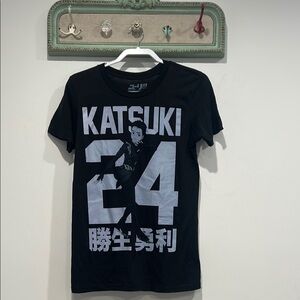 Yuri!!! On Ice Katsuki 24 Girls T-Shirt Black Graphic T-Shirt NWOT size XL